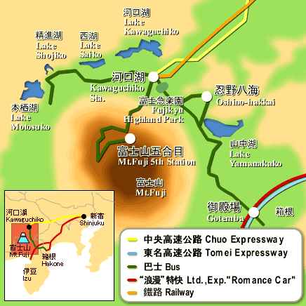 Carte : comment se rendre au mont Fuji